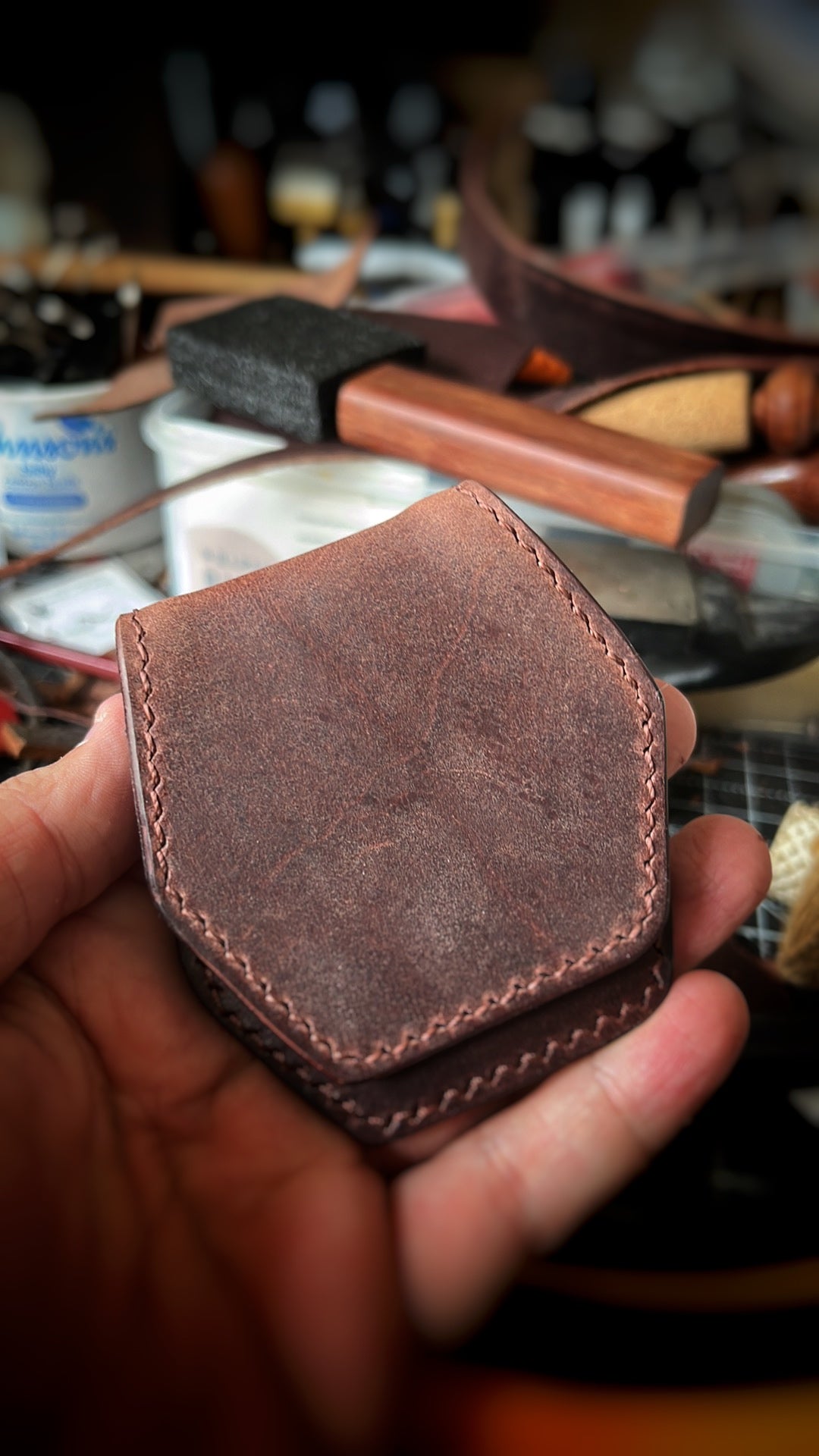 Roughlee Handmade Leather Wallet in Black Pueblo Italian Leather.