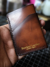 Load image into Gallery viewer, &quot;Altham&quot; Handmade Minimalistic Wallet/Card Holder in Dark Umber Brush off British Leather with Dark Brown thread.
